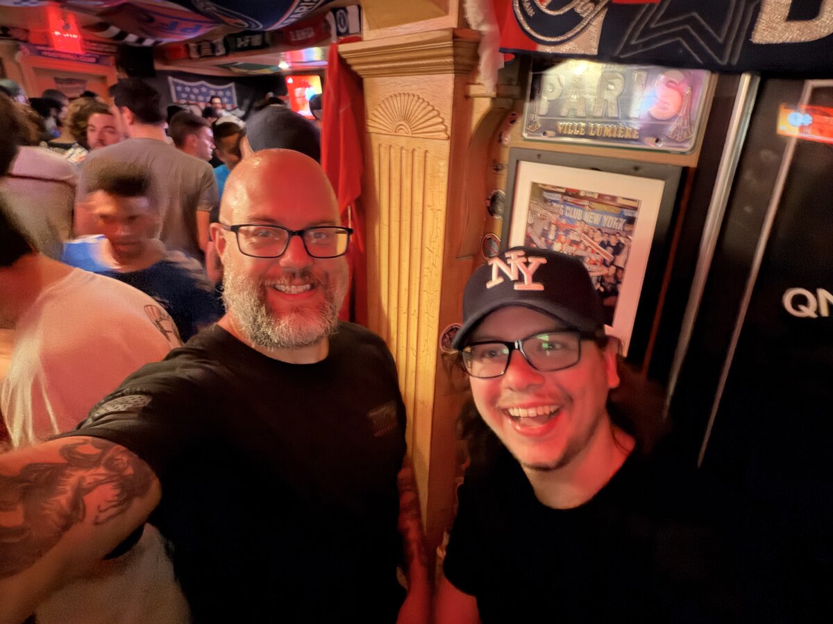 Jack and Cole at a pub beneath the Empire State Building watching USA's opening match